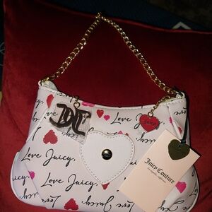 Juicy Couture White and Red Heart Print Women's Bag